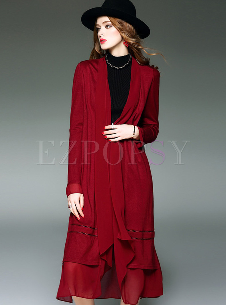 Long Thick Loose Solid Color Cardigan Coat