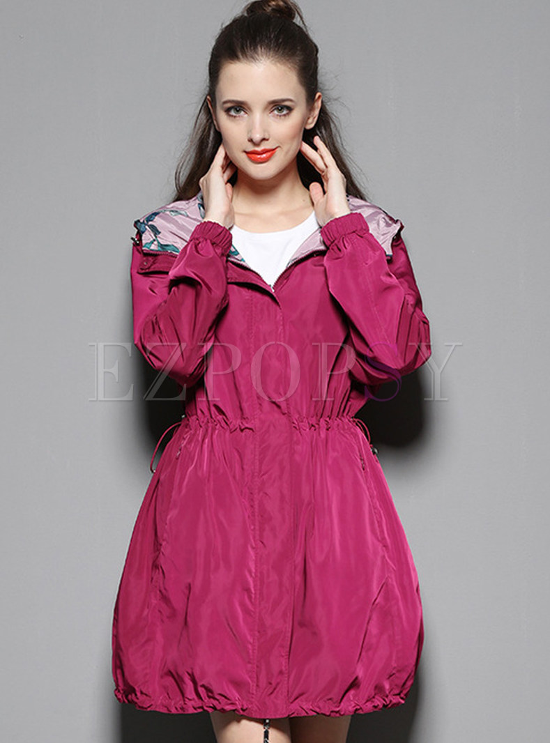 Hooded Collar Stylish Casual Slim Trench Coat