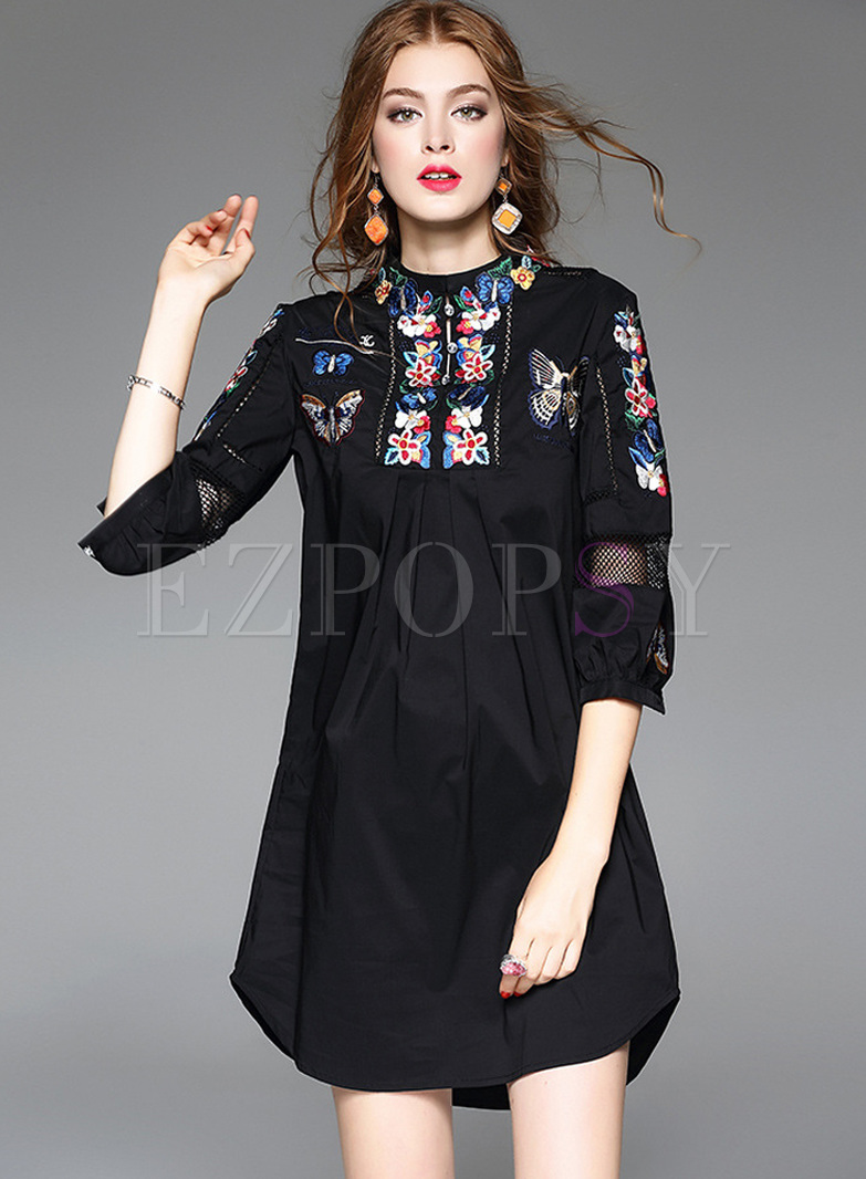 Tops | Blouses | Ethnic Butterfly Embroidery Long Blouse