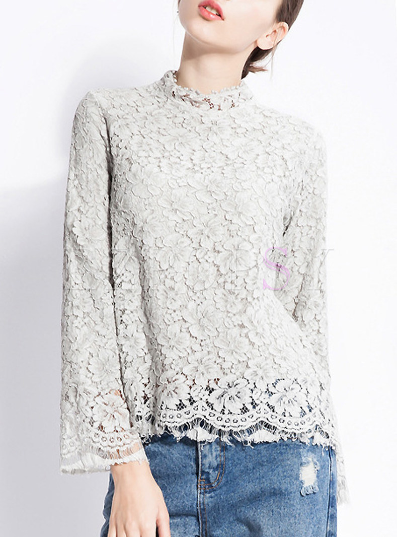 Sweet Lace Hollow Out Pullover T-shirt
