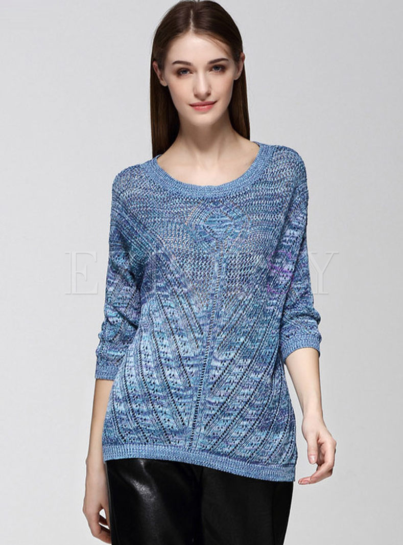 Casual Asymmetric Hollow Out Knit Sweater