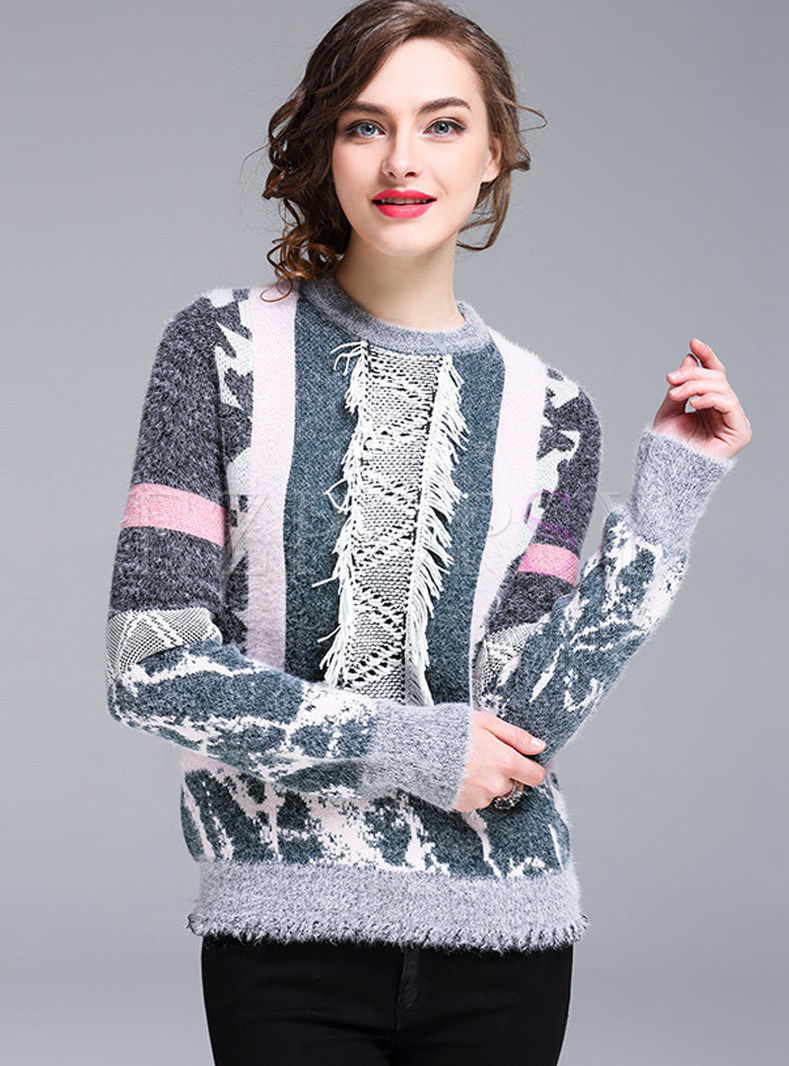 Fashion Stripe Hit Color Sweater