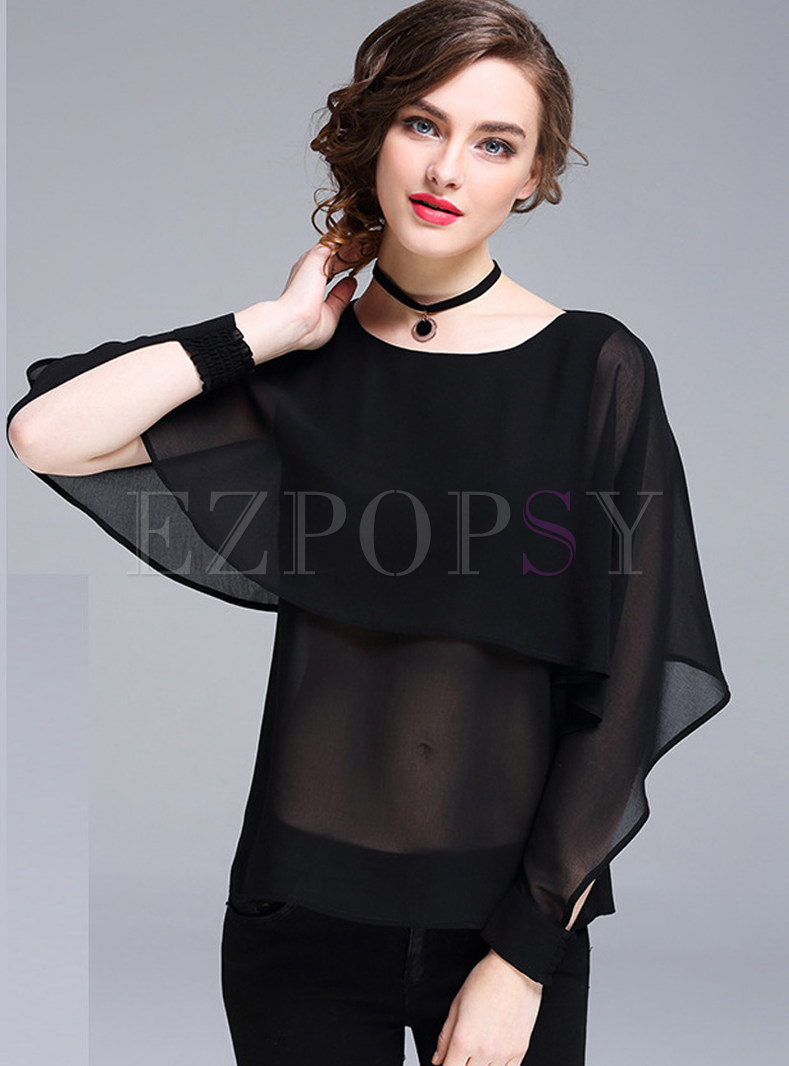 Sexy Pure Color Asymmetrical Loose T-shirt