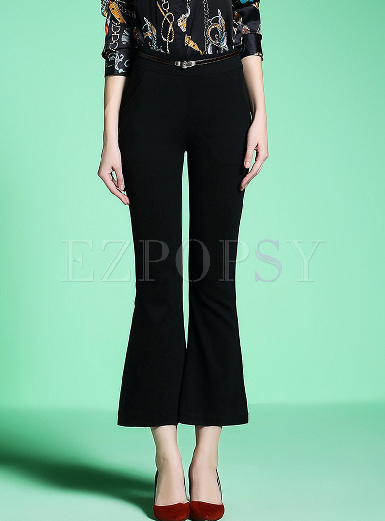 Brief Pure Color Flare Pants