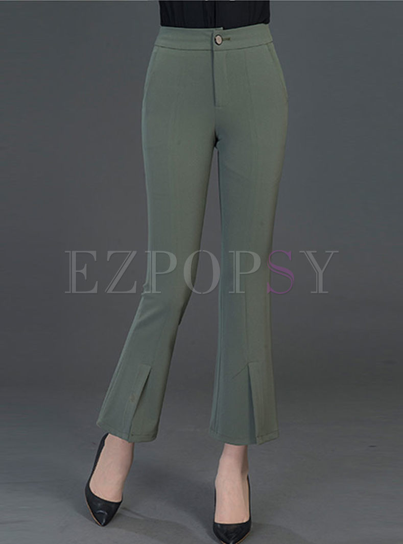 Casual Ankle-length Slit Flare Pants