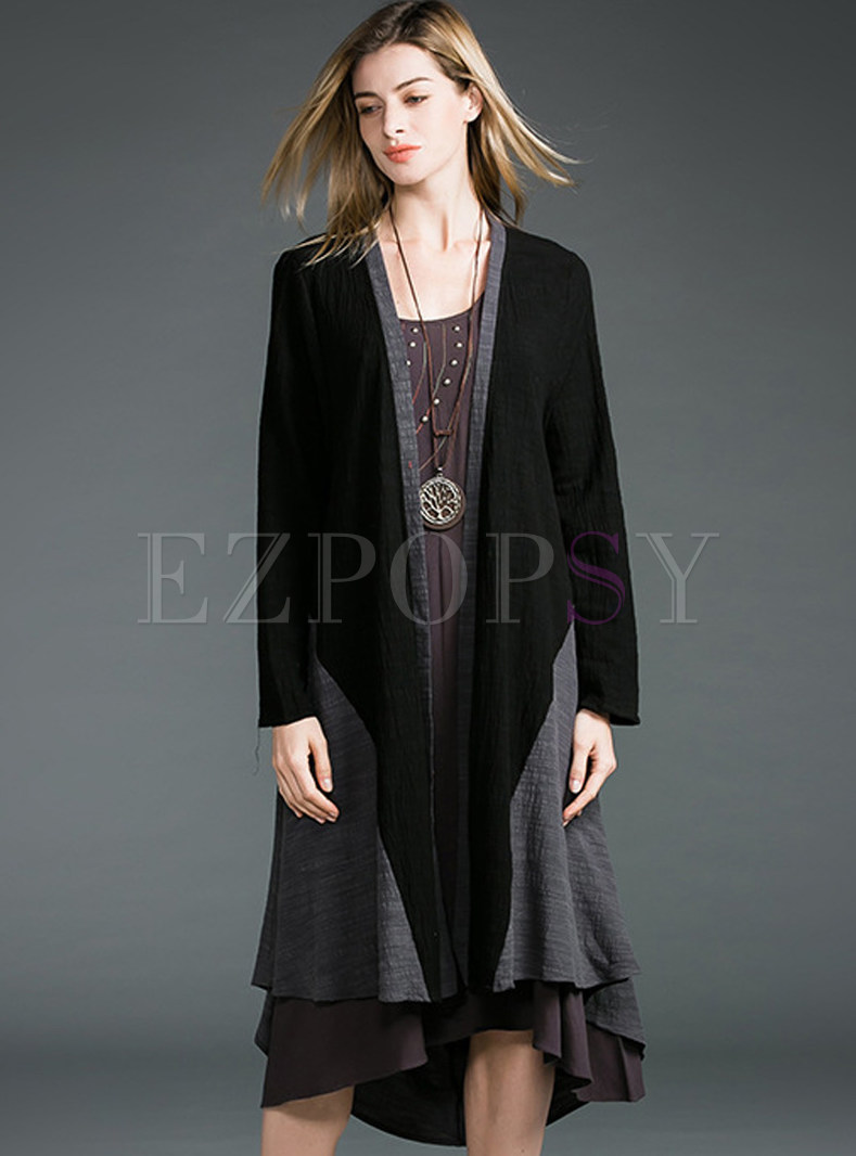 Casual Hit Color Loose Coat