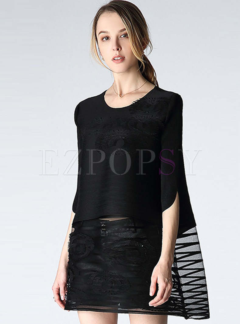 Casual Patch Organza Embroidery Loose Shift Dress