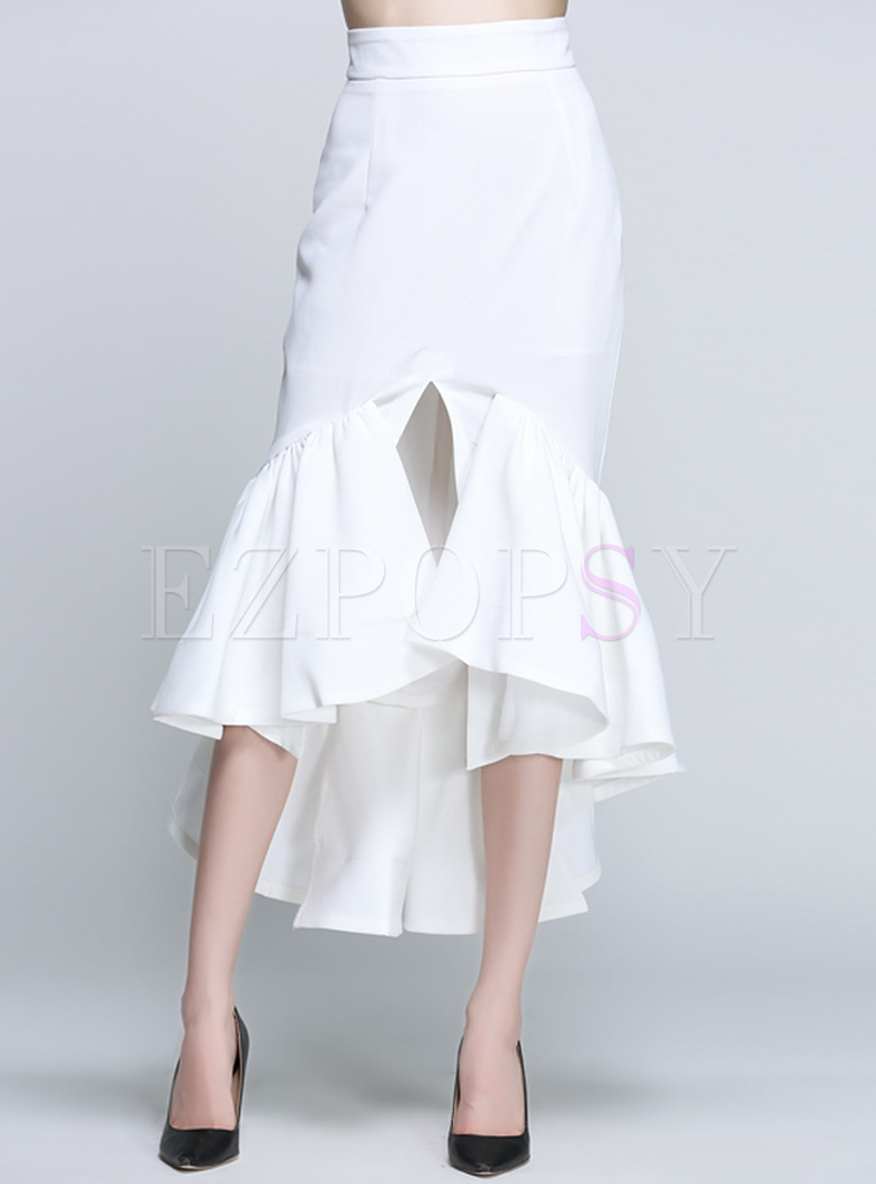 Elegant White Slim Mermaid Skirt