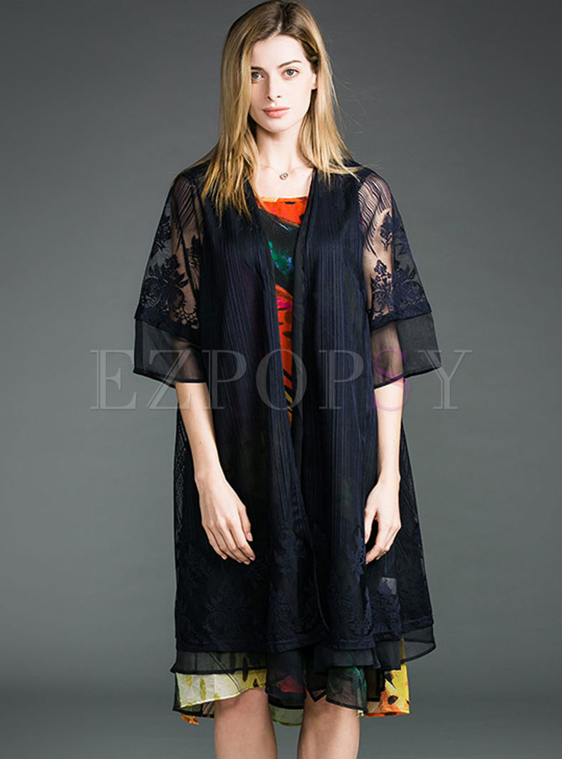 Chic Oversize Loose Lace Patchwork Coat