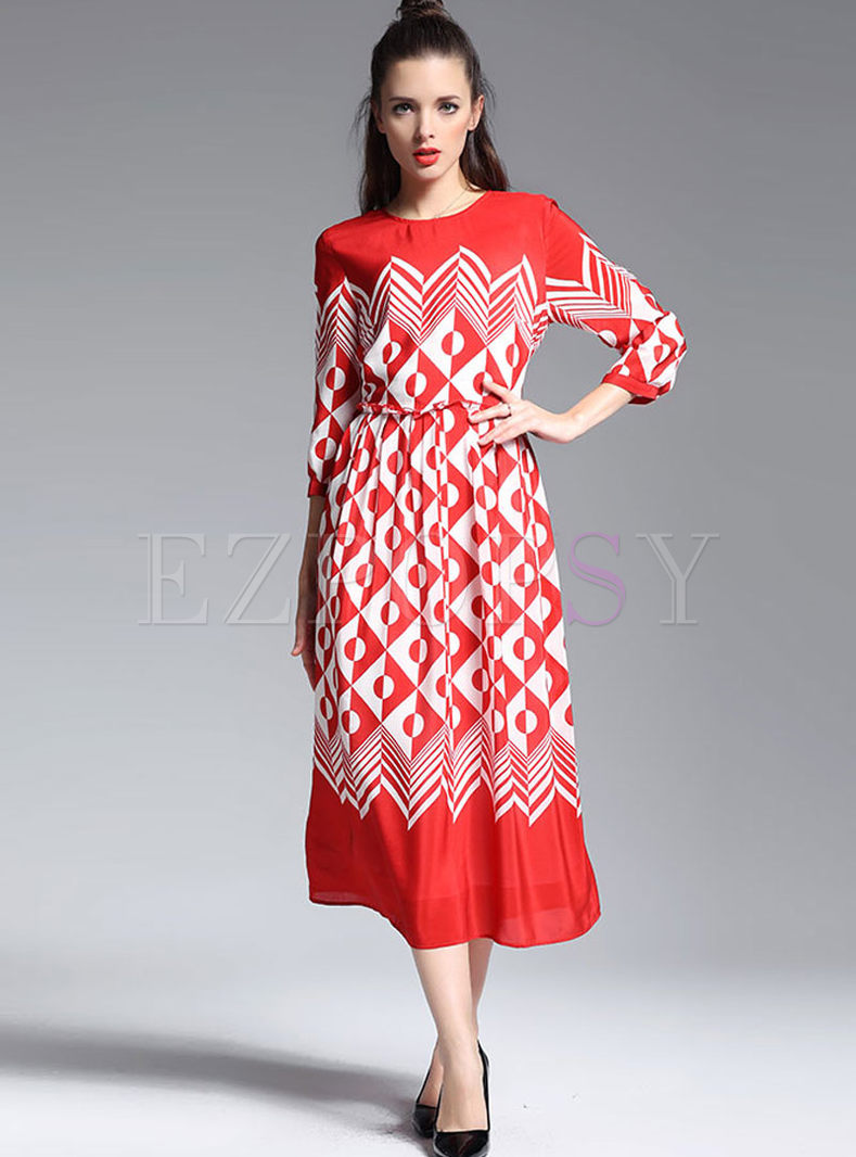 High-end Houndstooth Print Maxi Dress