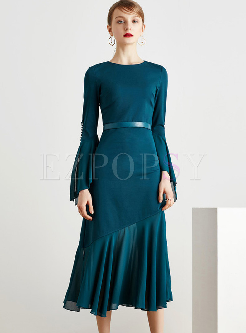 Dresses | Maxi Dresses | Elegant Pure Color Tight Waist Maxi Dress