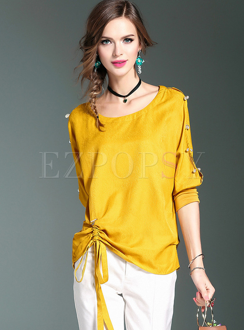 Casual Loose O-neck Pure Color T-shirt