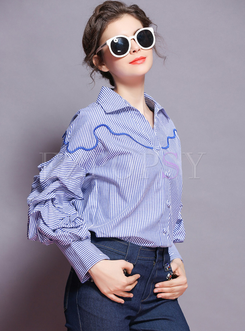 puff sleeve stripe top