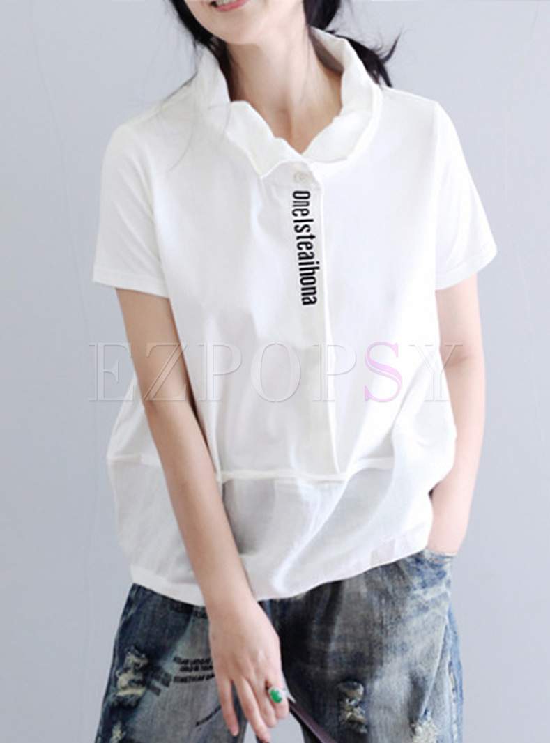 Chic Letter Print Color-blocked T-shirt