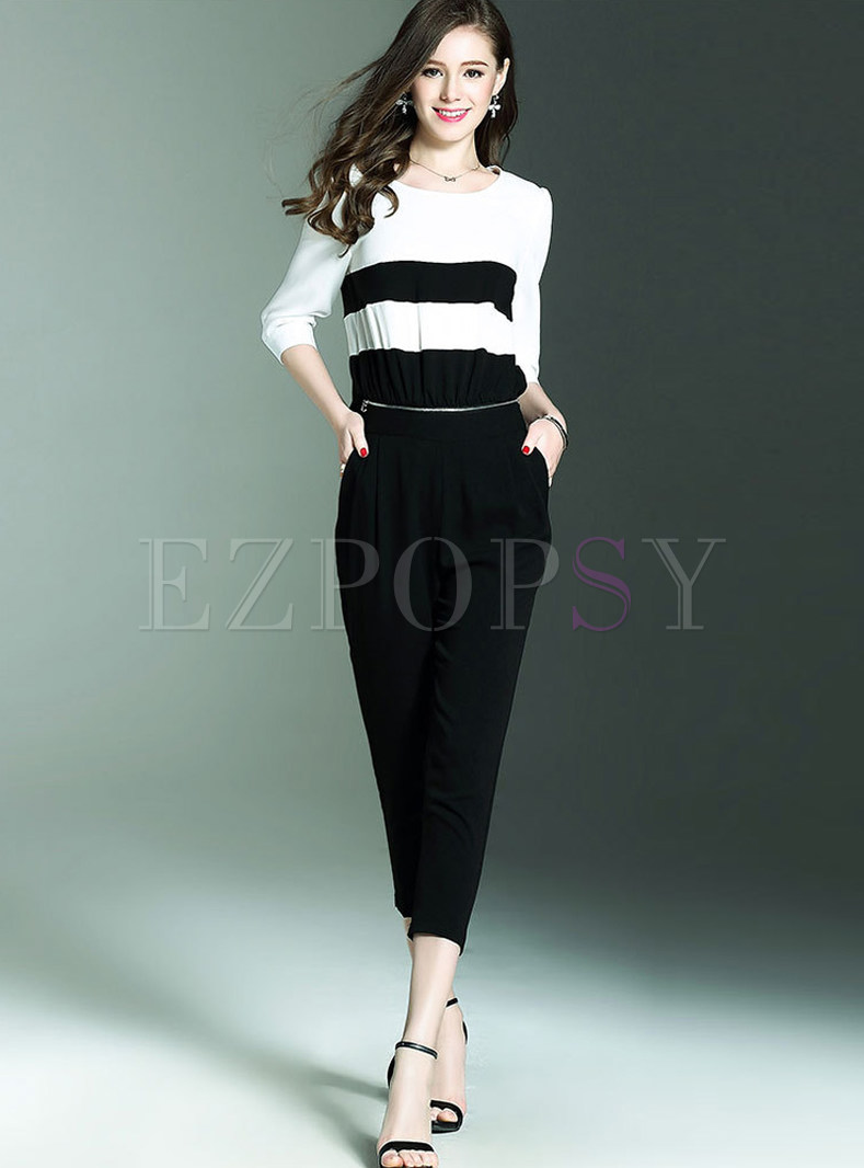 Casual O-neck Slim Two-Piece Outfits