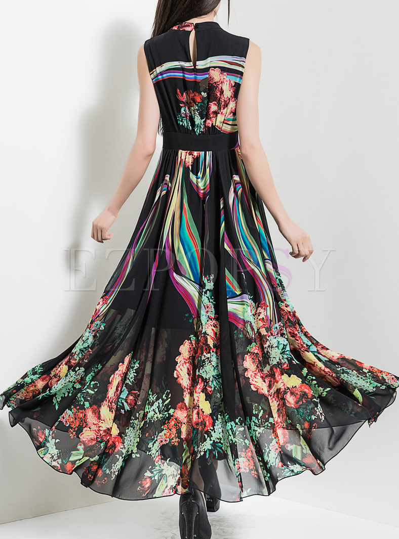 Dresses | Maxi Dresses | Vintage Floral Print High Waist Maxi Dress
