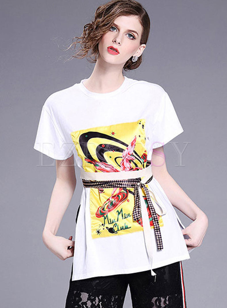 Stylish Floral Print Short Sleeve T-shirt