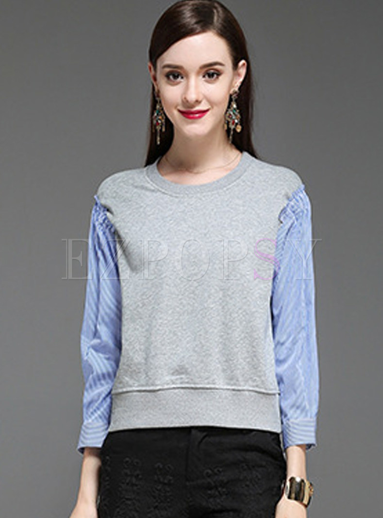 Hit Color Stitching Long Sleeve T-shirt