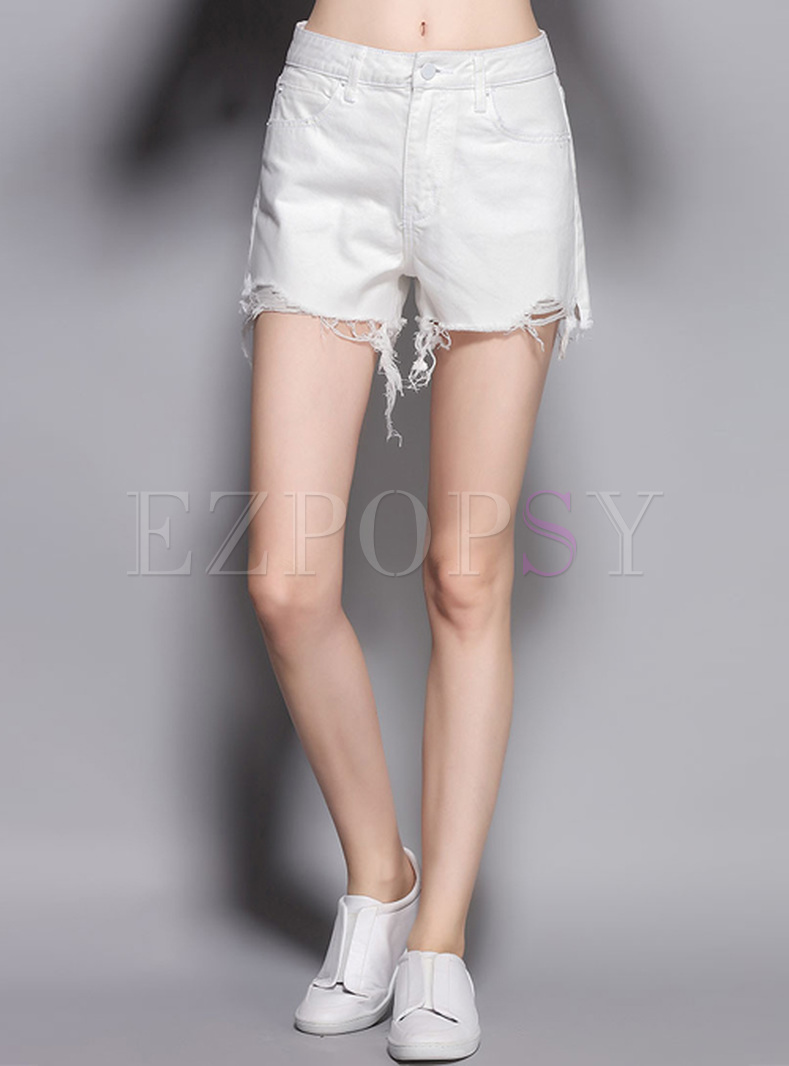 Casual Fading White Short Pants