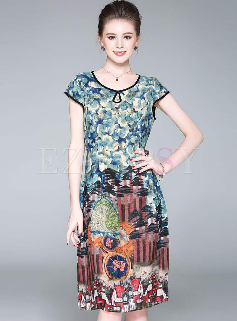 Dresses | Skater Dresses | Retro High Waist Floral Print Skater Dress