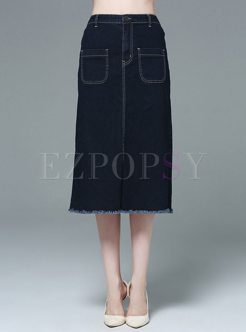 Fashionable Casual Fringed Slim Skirt 