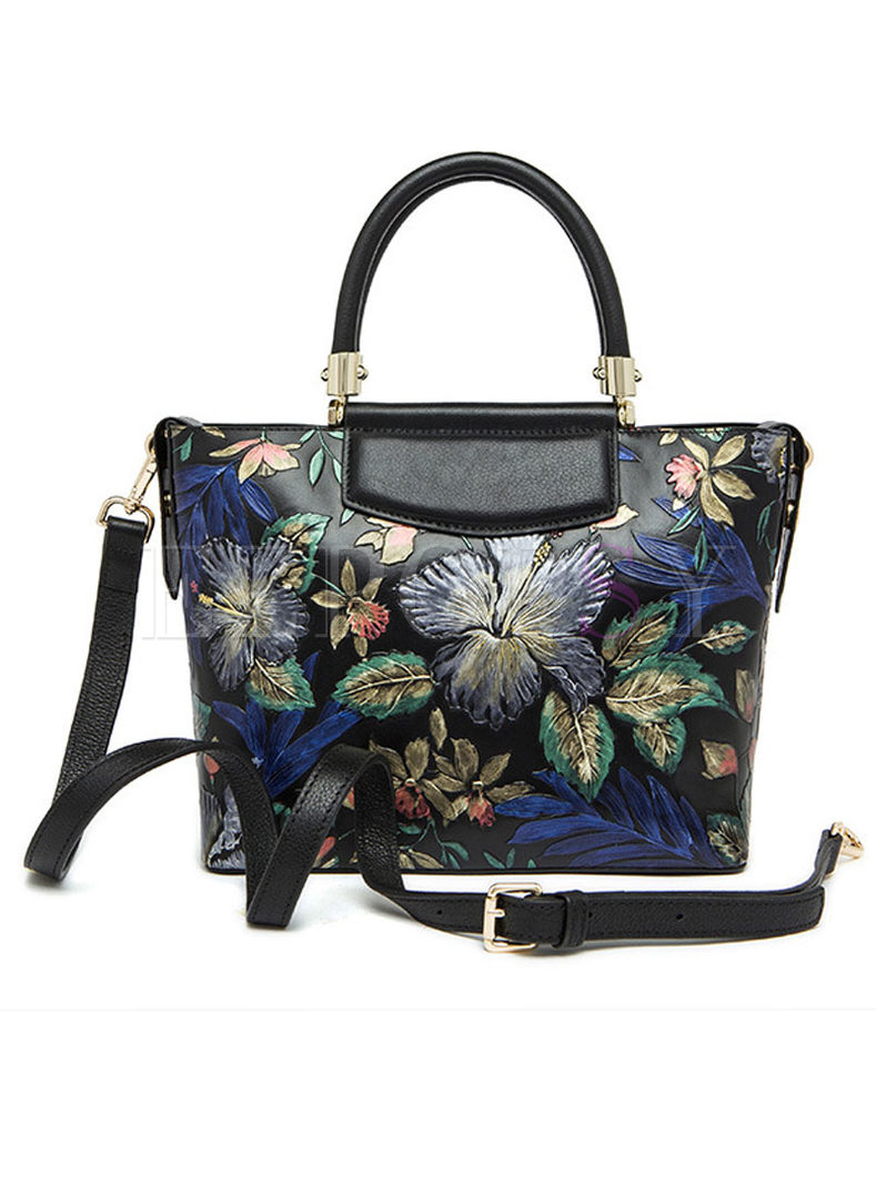 Chic Stereoscopic Flower Top Handle Bag