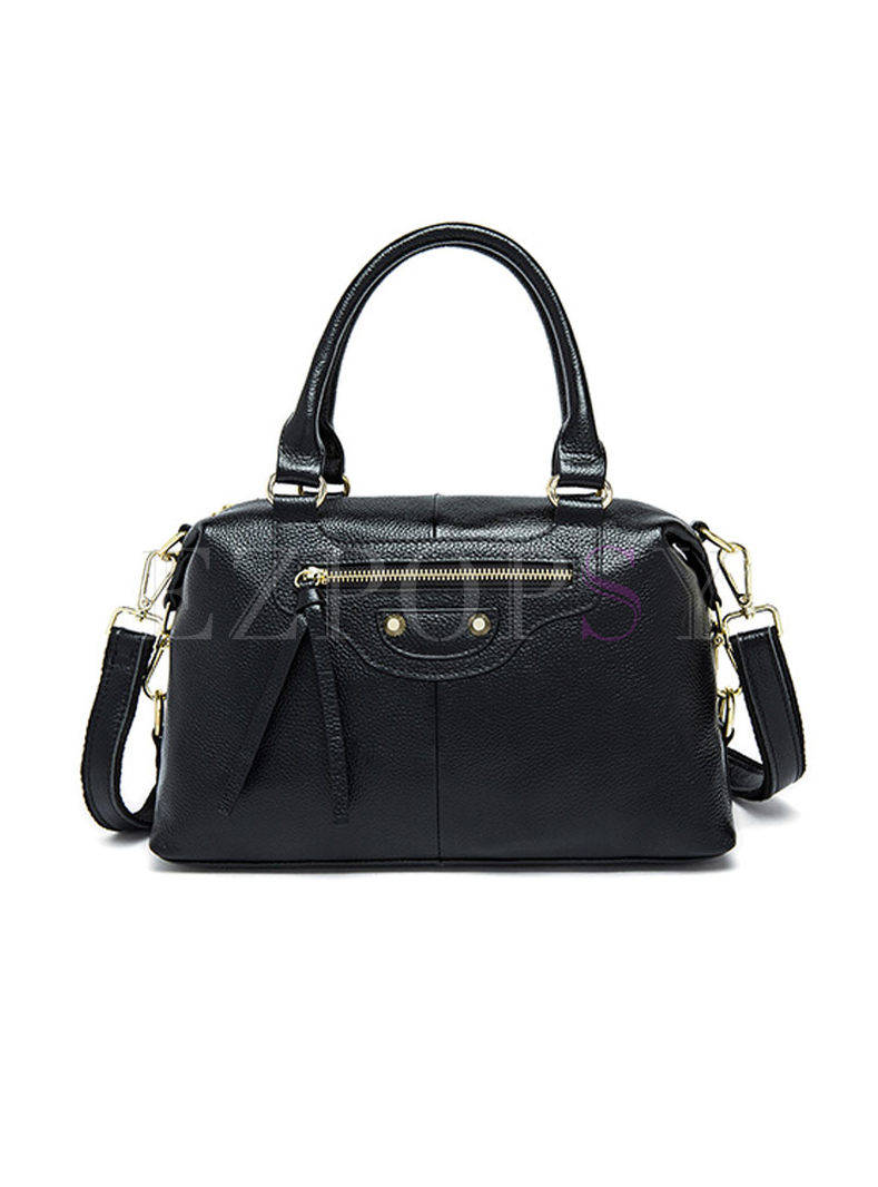 Bags | Bags | Black Zipper Pocket Leather Crossbody Bag