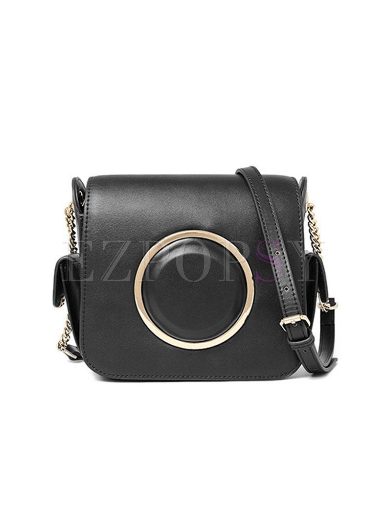 Brief Circle Camera Design Push Lock Crossbody Bag
