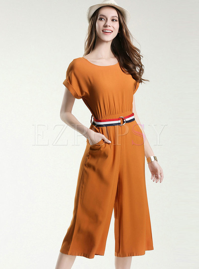 Casual O-neck Waist Jumpsuits