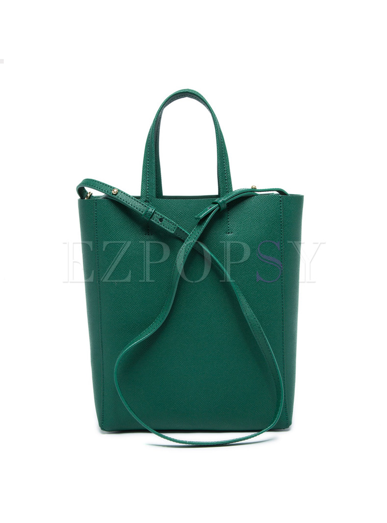 Causal Pure Color Top Handle Bag