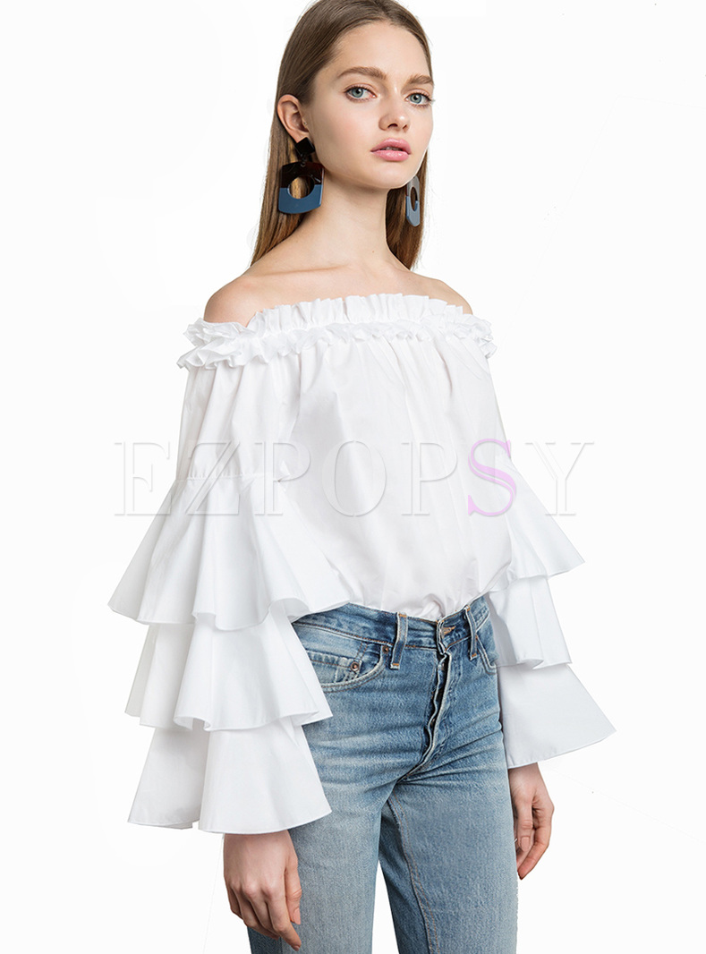 Elegant Layered Sleeve White Blouse