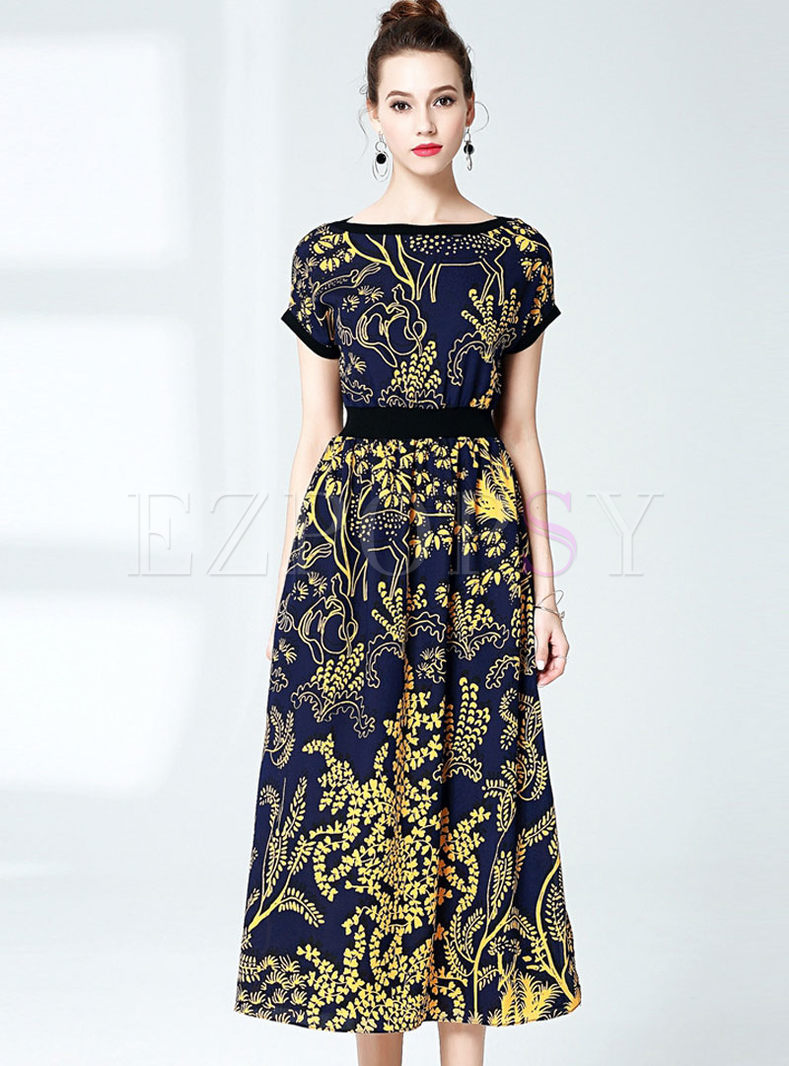 Dresses | Maxi Dresses | Vintage Floral Print Belt Maxi Dress