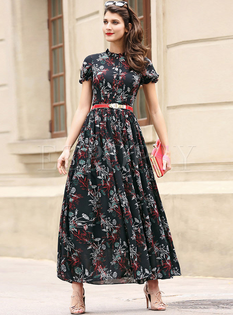 Dresses | Maxi Dresses | Vintage Floral Print Big Hem Maxi Dress