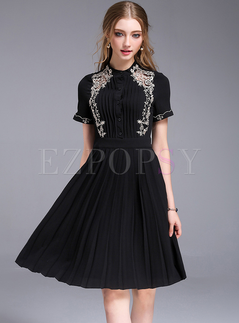 Chic Perspective Embroidery Skater Dress