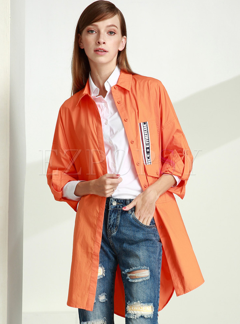 Causal Letter Pattern Trench Coat