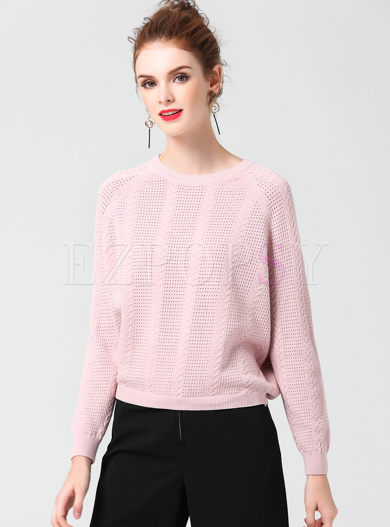 Brief Pure Color-blocked Straight Pullover Sweater