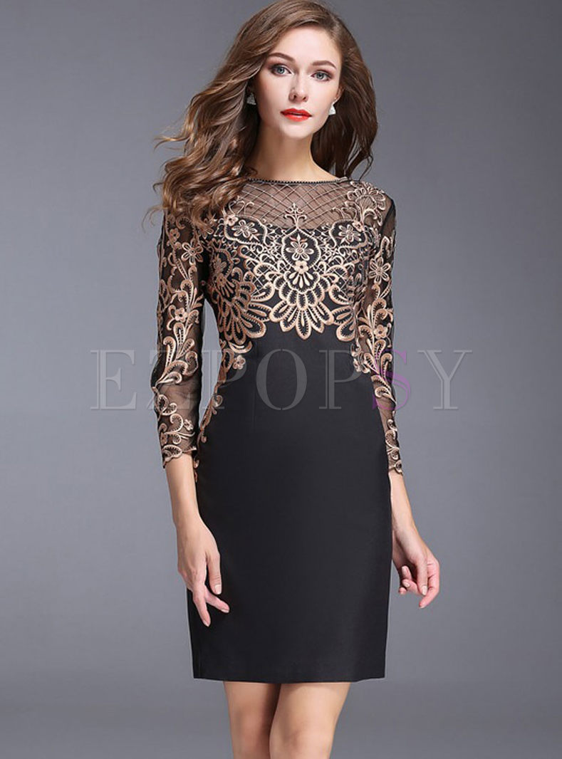 Sexy Lace Embroidered Bodycon Dress