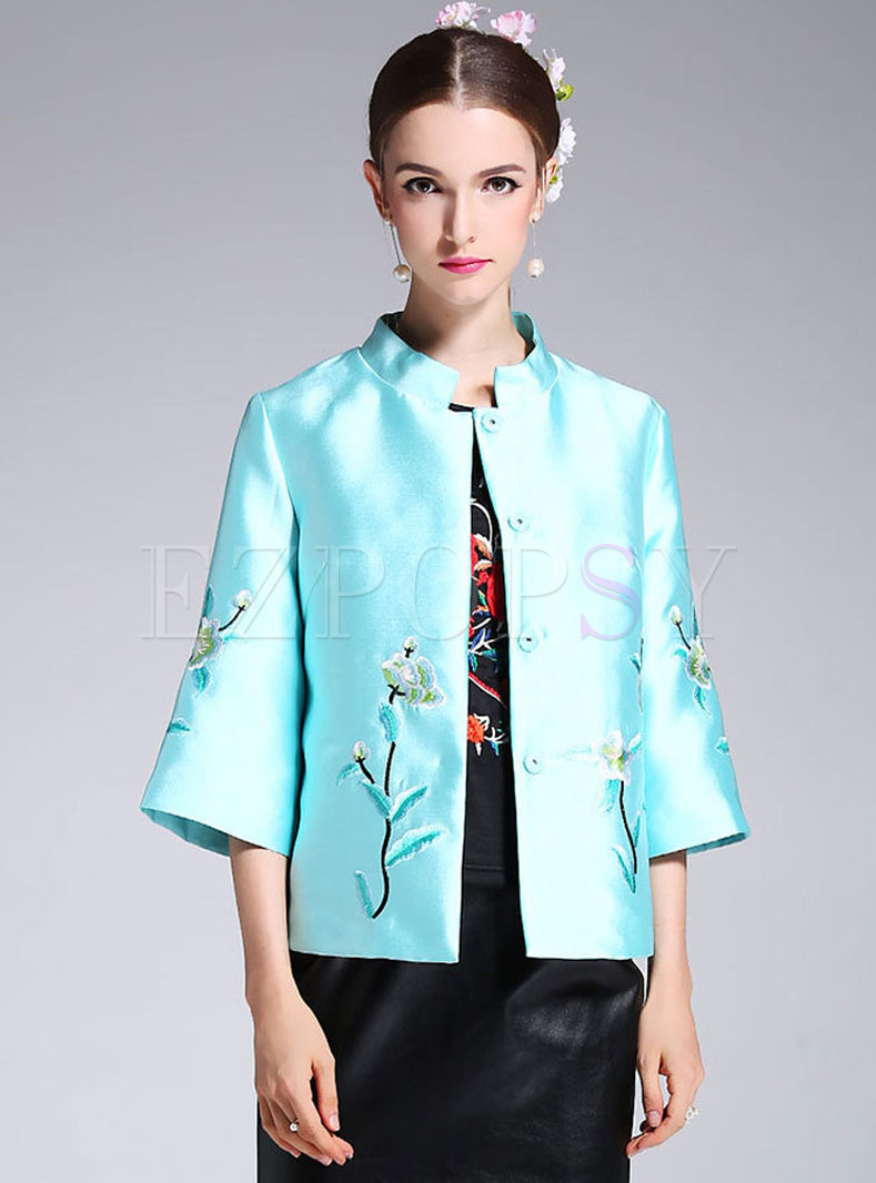 Ethnic Embroidered Tang Suit Coat