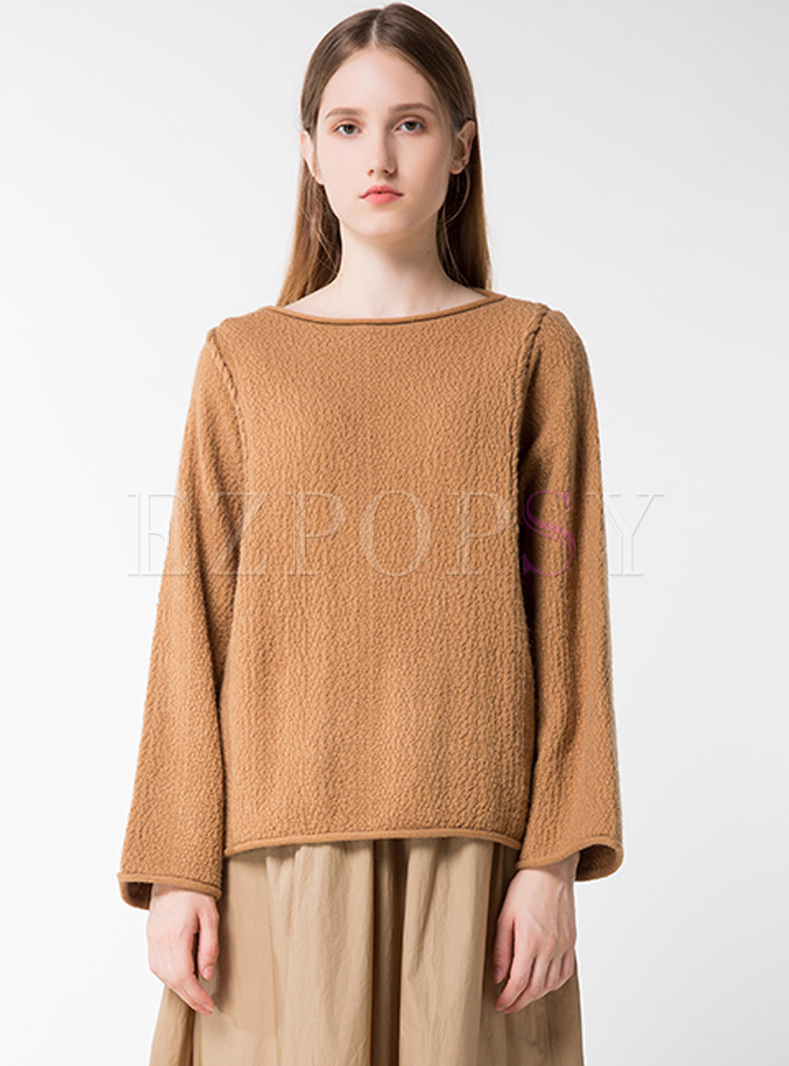 Brief Oversized Pullover Brown Sweater