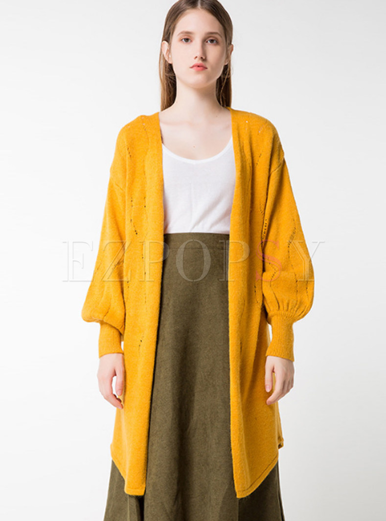 Casual Hollow-out Long Sleeve Coat