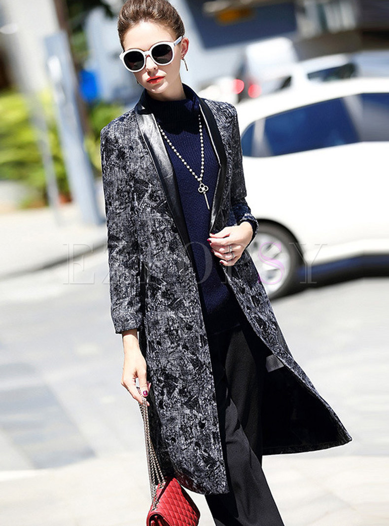 Stylish Turn Down Collar One Button Design Trench Coat