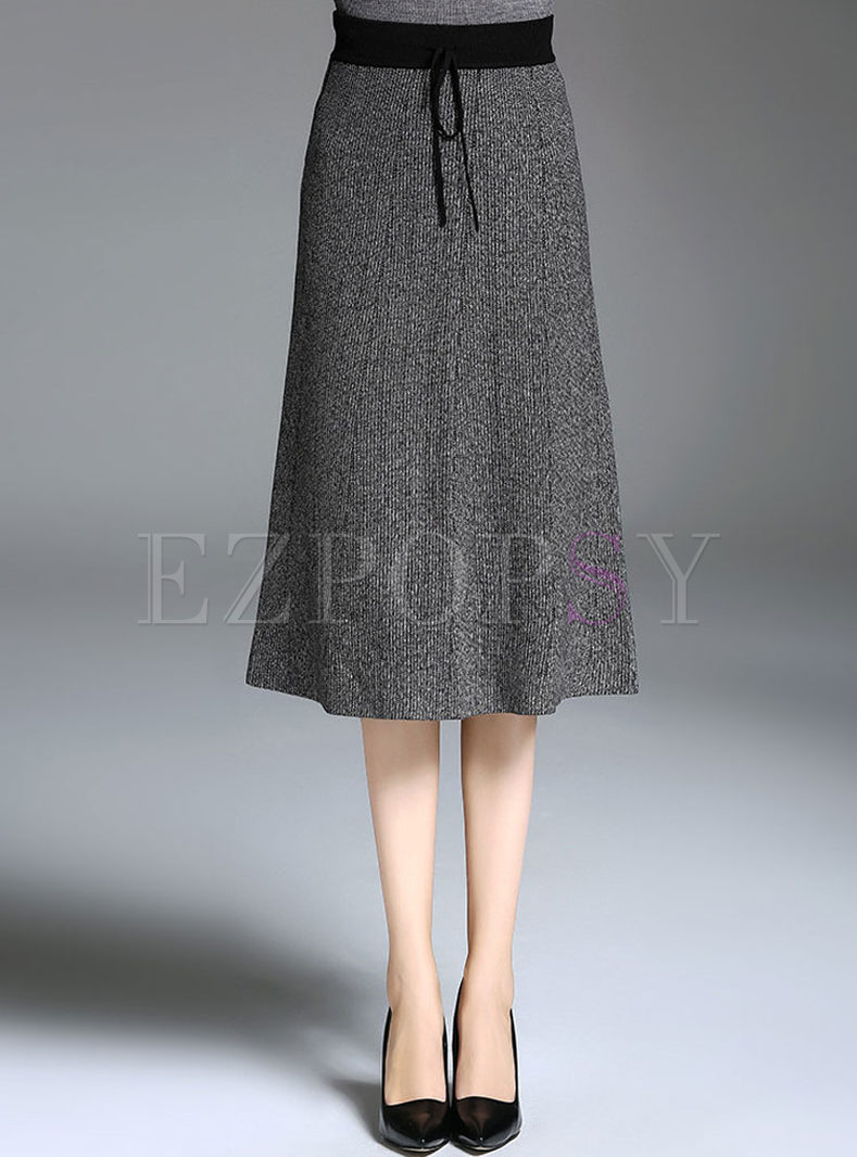 Brief Elastic Waist Knitted Skirt