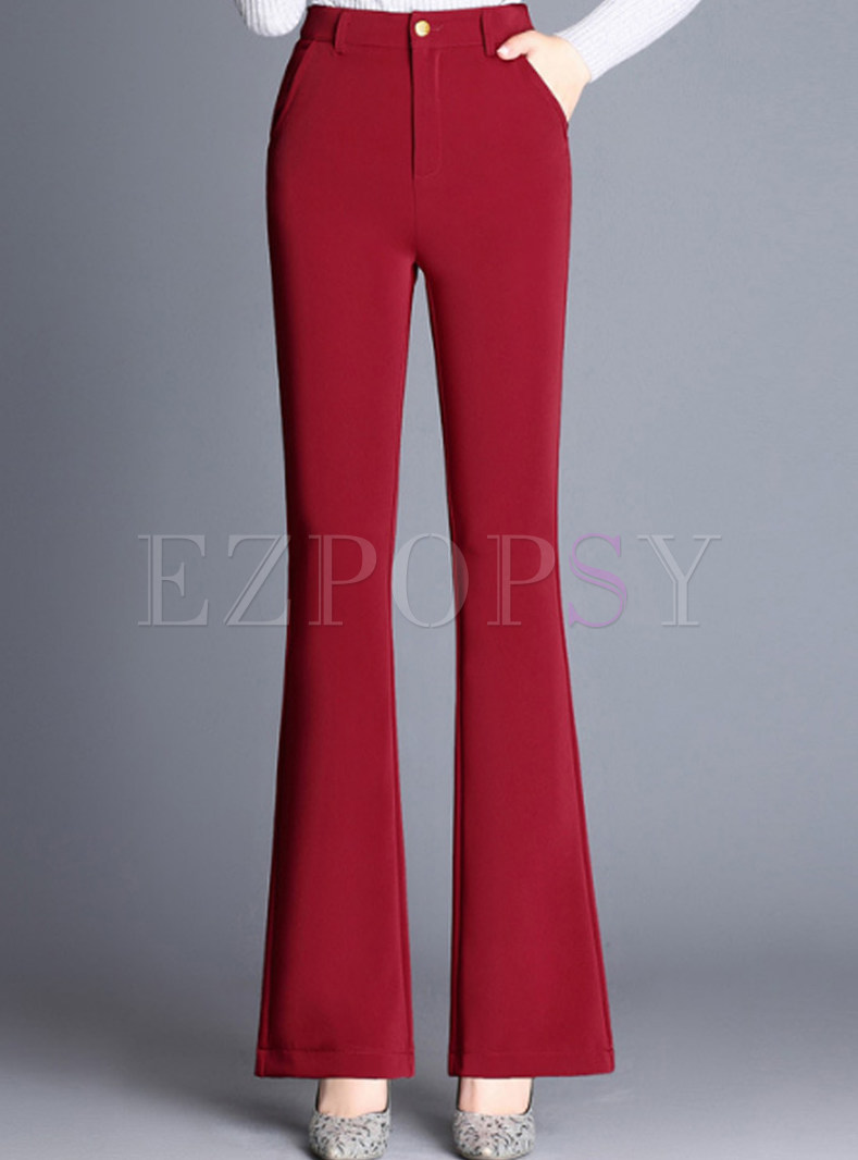 Red Brief High Waisted Flare Pants
