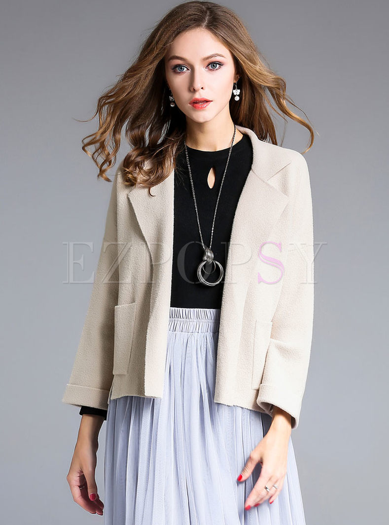 Street Turn Down Collar Loose Knitted Coat