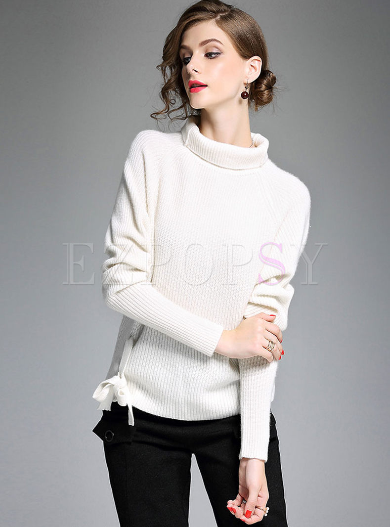Stylish Turtle Neck Long Sleeve Wool Knitted Sweater