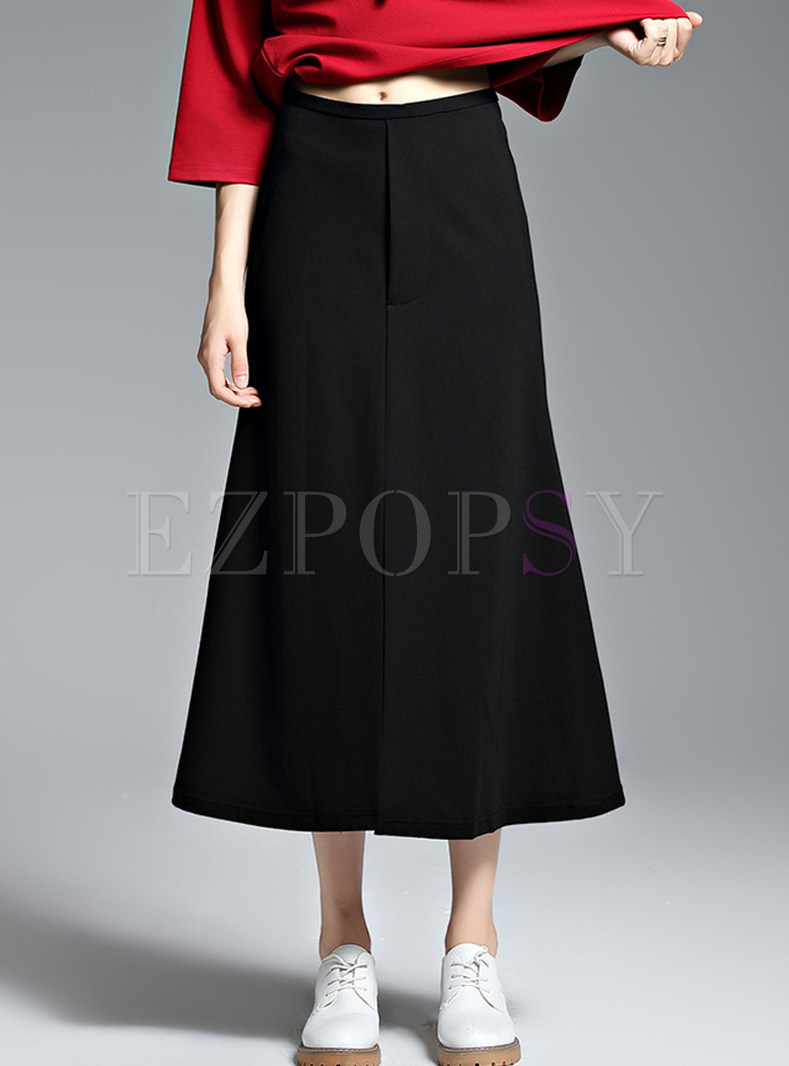 Brief Black Long Zip Skirt