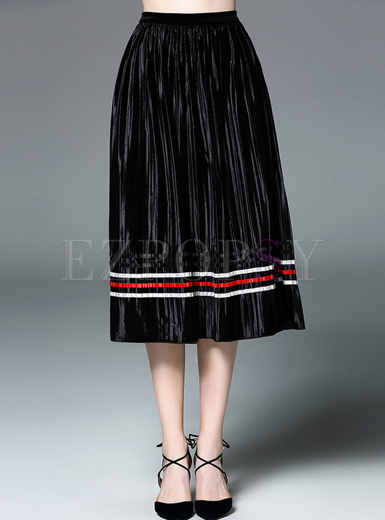 Vintage Elastic Waist Ruffled Skirt