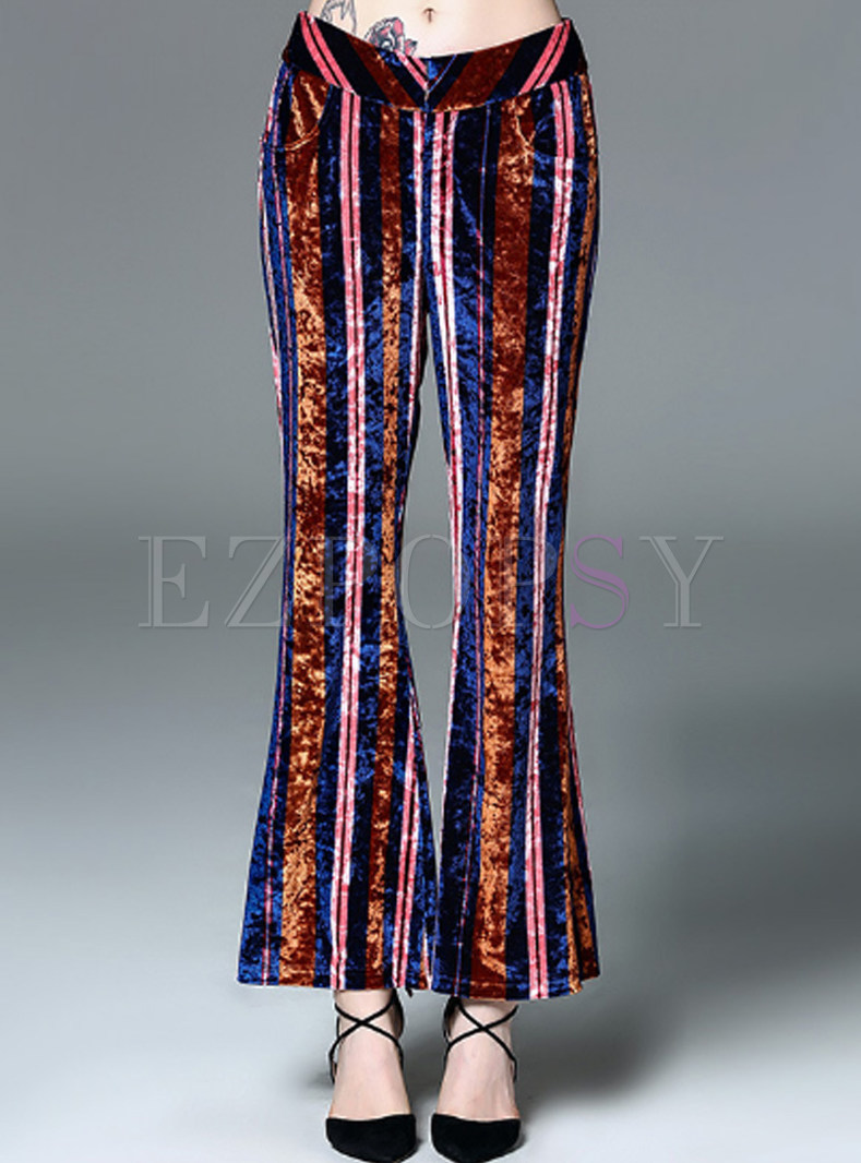 Fashion Striped Multi-color Flare Pants