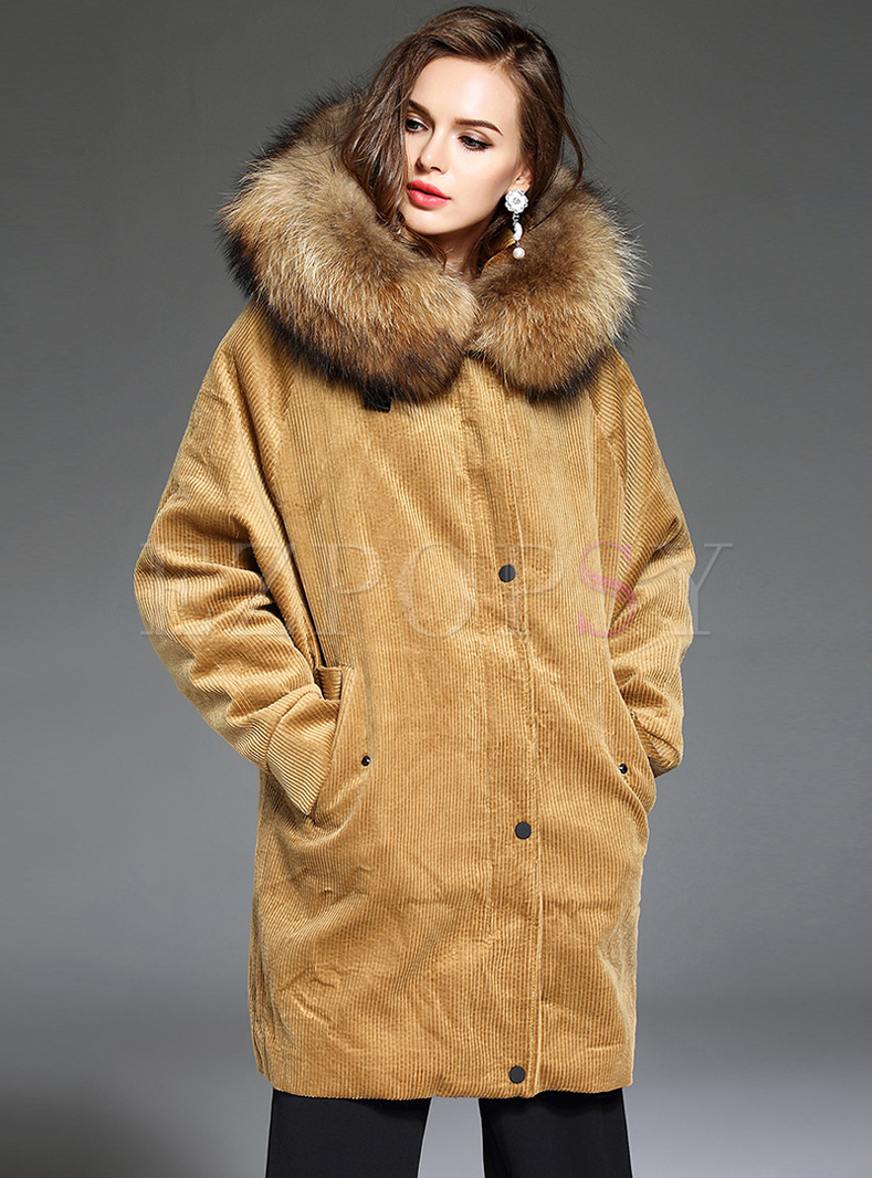 Outwear | Down Coats | Brown Hooded Winter Coats Faux Fur Outdoor Parka ...