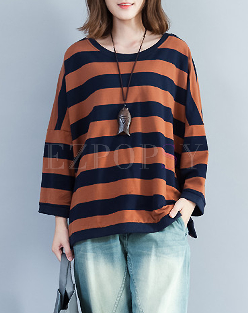 Street Color-blocked Striped T-shirt
